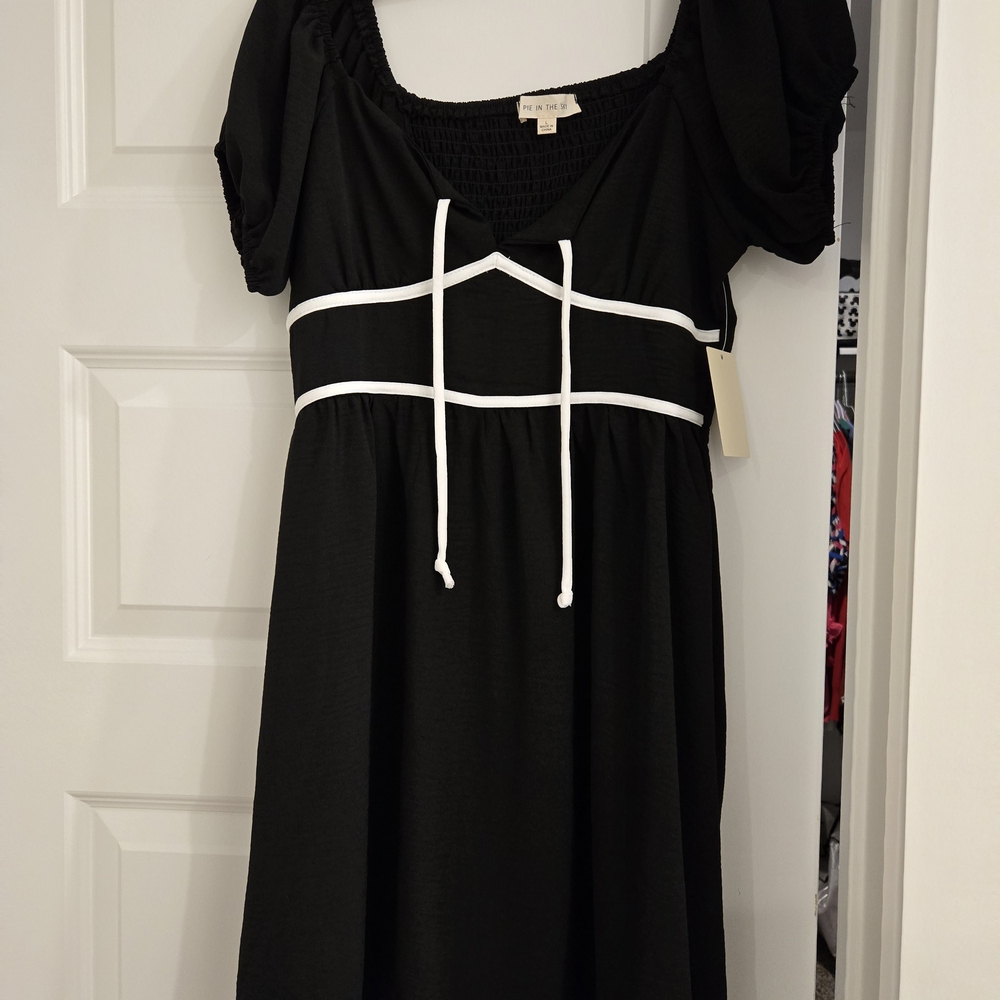 Black Dress with White Accents